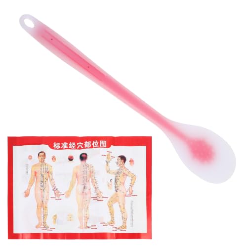Silicone Health Massage Pat Palm Tapping Tool Red Extended Body Care Stick with Meridian Acupoint Chart for Muscle Relaxation and Relief