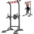 SogesPower 94.5"H Power Tower Pull Up Bar Station, 12 Adjustable Height Dip Station Dip Bar Strength Training Fitness Equipment, Black