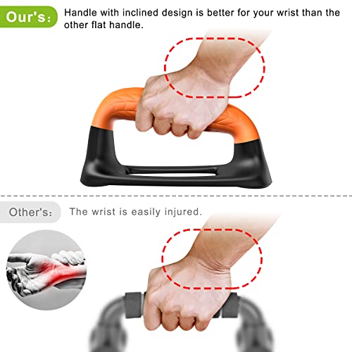 SELEWARE Push Up Bars Pushup Stands Handstand Bars, Soft Rubber Handle Provide Comfy Grip, Fit for Calisthenics, Fitness, Floor strength training, Stable and Sturdy Construction Support 500 lbs - color: B: Black & Orange