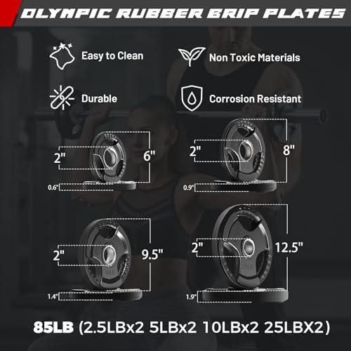 RitFit Barbell Weight Set - 4/6FT Olympic Barbell with Weight Plates (55-115LB Total) - Weightlifting Equipment for Squats, Curls, Deadlifts, Presses, Hip Thrusts - color: Pink, size: 4FT With 85LB Plates