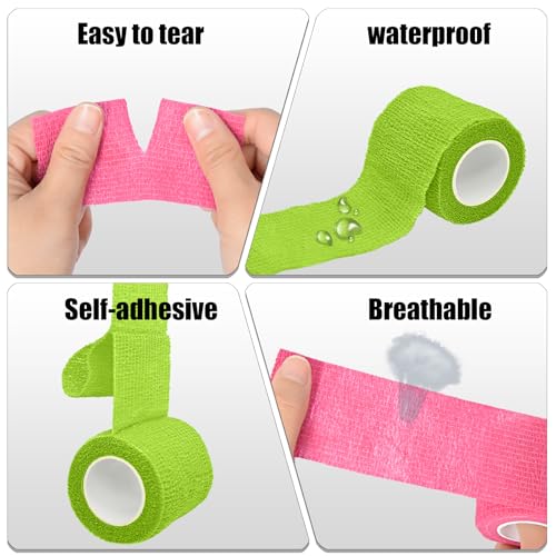 6 Pack 2 Inches Self Adhesive Bandage Wrap | Breathable Cohesive Bandage Elastic Tape for Pets, Athletic, Sports, Wrist, Knee, Ankle(5 Yards Per Roll, Grass Green) - color: Grass Green, size: 2 Inch
