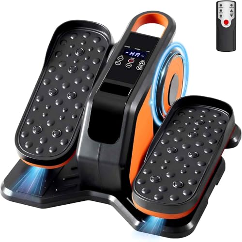 NEWBULIG Electric Seated Pedal Exerciser, Under Desk Elliptical Machine for Seniors, Quiet Portable Ellipse Leg Exerciser As Seen On TV with Remote Control, 12 Adjustable Speeds - color: Orange