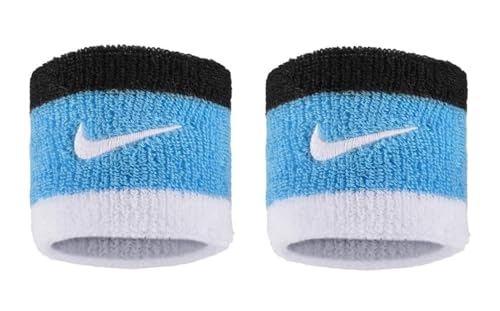 NIKE Premier Swoosh Singlewide Wristbands -Soft, Moisture-Wicking (1 Pair, 2.5" Wide) - color: Baltic Blue