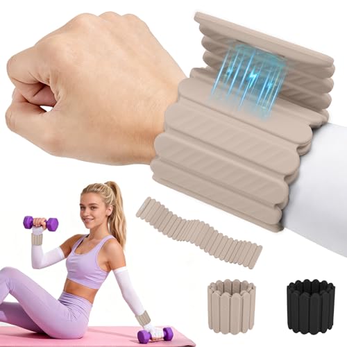 Abahub Adjustable Wrist & Ankle Weights 2Pack, Wearable Silicone Weighted Bracelet for Women, Arm Leg Weights for Home Gym Workout, Jogging, Yoga & Pilates - color: Magnetic Beige, size: 2.2LB Pair (1.1LB Each)