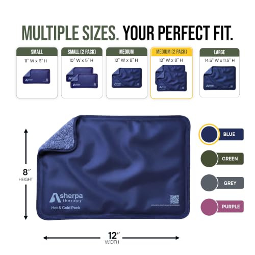 Medium Flexible Gel Ice Packs Reusable - Hot and Cold Soft Ice Packs for Injuries Reusable for Ankle, Arm, Foot, Leg, Back Pain Relief - 8" x 12" - 2PK - Blue - size: Medium (2 pack), style: Blue