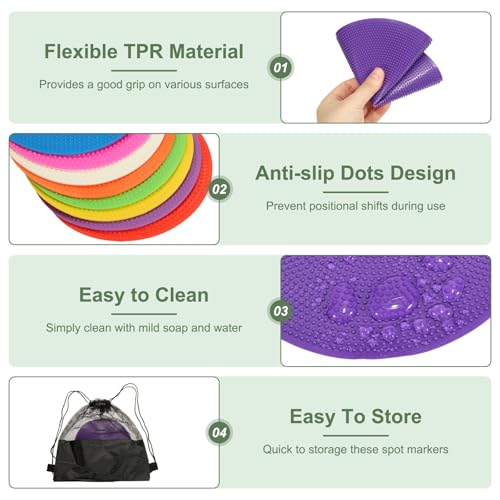 Spot Markers, Poly Spot Marker for Agility Training Floor Dots Non Slip Flat Field Cones - color: Purple, size: 19.5 cm/7.7inch