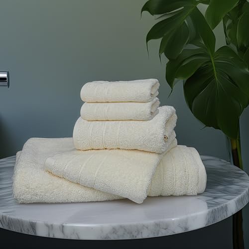 Tens Towels Pack of 8 Towels Set, 2 Extra Large Bath, 2 Hand, 4 Washcloths, 100% Cotton, Lighter Weight, Quicker to Dry, Super Absorbent, Perfect for Bathroom, Cream - color: Cream