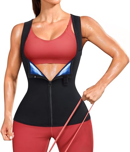 Junlan Waist Trainer for Women Sauna Suit Sweat Vest Trimmer for Working Out - size: Large