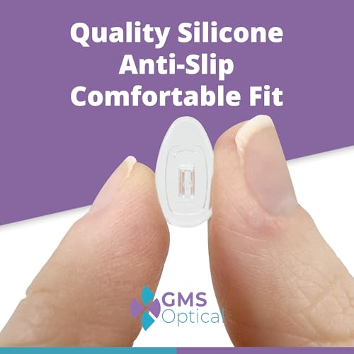 GMS Optical Push in Silicone Nose Pads for Glasses | 15mm Medium, 8.2mm Wide Width | Non Slip Nose Grips, Eyeglass Accessories for Glasses & Sunglasses, Provides Comfort & Stability (5 Pairs, Clear) - size: (M) 15mm - 5 Pairs