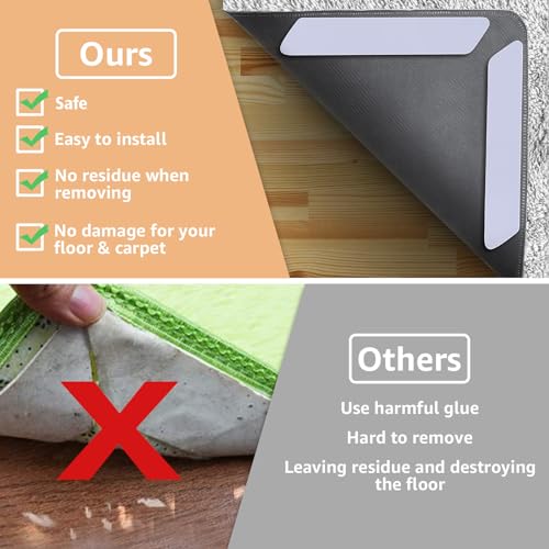 ZONGOOL 12PCS Rug Gripper Tape No Floor Damage Double Sided Non Slip Carpet - color: White