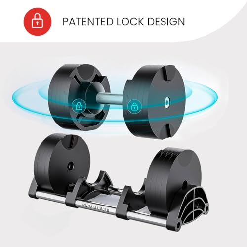NUOBELL Adjustable Dumbbells 5-80 lbs: Replace 16 Sets, Ideal for Home Gym Weight Bench & Press - color: Total Black