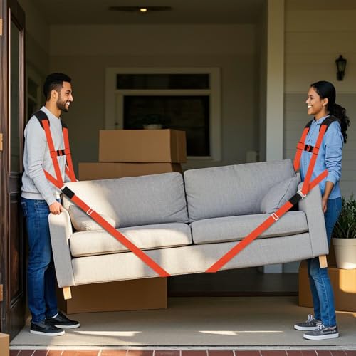 Ytonet Furniture Moving Straps for Lifting with Back Support, Round Sling | 2-Person Lifting and Moving System, Appliance Lifting Straps for Mattress, Heavy Objects up to 800 lbs, 145 IN Long, Orange - size: With Back Support-Extra-Long