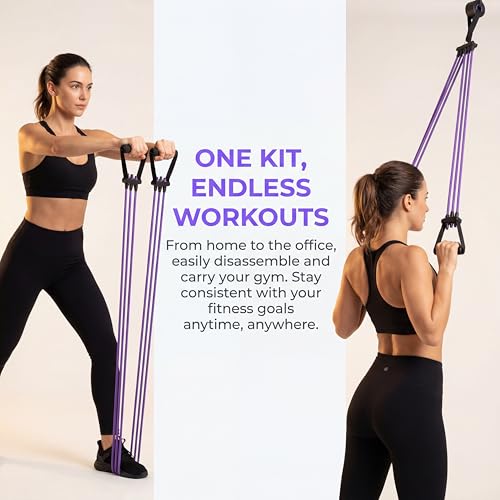 Foot Pedal Resistance Band, 4-Tube Pedal Puller with Handles | Upgraded, Adjustable, Multifunction Home Gym Equipment, Full Body Workout, Yoga, Pilates