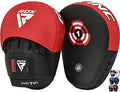 RDX Boxing Pads Focus Mitts, Maya Hide Leather Curved Hook and Jab Target Hand Pads, Great for MMA, Kickboxing, Martial Arts, Muay Thai, Karate Training, Padded Punching, Coaching Strike Shield - color: Red