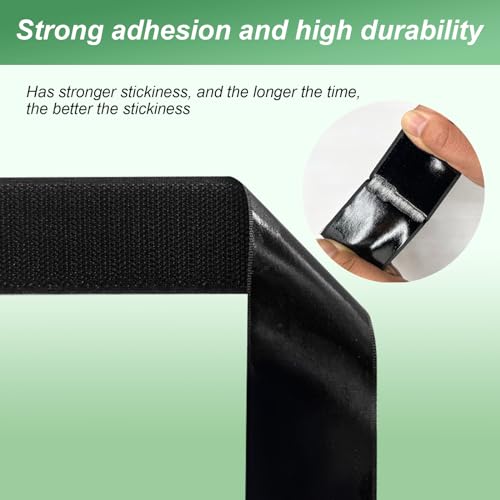 1''×41Ft Black Heavy Duty Hook And Loop Tape Adhesive, No Punching Picture Wall Mounting Roll, Sticky Back Couch Cushion Grip, Keep Rugs in Place, Strong Adhesive Tape for DIY at Classroom Office Home - size: 1In × 41Ft, style: Black