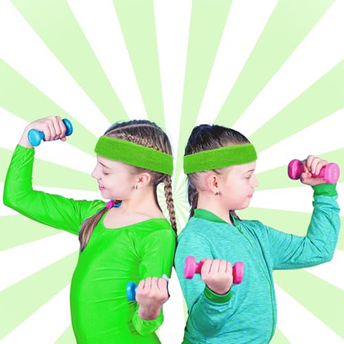 Bememo 36 Pcs Neon Sweatbands Set Soccer Party Favors Cotton Headbands Wristband Sweat Bands Soccer Mom Essentials for Football Fans Sporting Events 80 90s Glow Party - color: Neon Green, size: Small