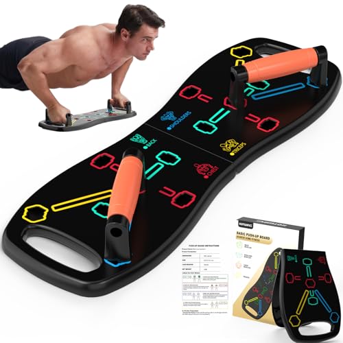 HOTWAVE Push Up Board, Portable Pushup Board for Men, Foldable Push Up Bar | Multifunctional Pushup Handles for Floor, Strength Training Equipment for Home Gym, Suitable for Beginners and Teenagers - color: Black-Orange
