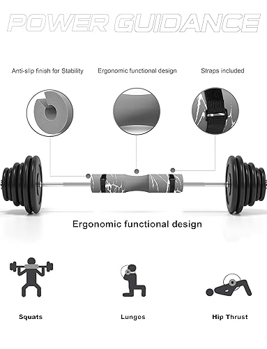 POWER GUIDANCE Barbell Squat Pad - Neck & Shoulder Protective Pad - Great for Squats, Lunges, Hip Thrusts, Weight Lifting & More - Fit Standard and Olympic Bars Perfectly - color: Gery