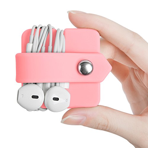 Silicone Earphone Organizer Earphone Wrap Winder Headphone Cord Organizer Wrap Winder Manager/Cable Winder(Pink, 1 Piece) - color: Pink