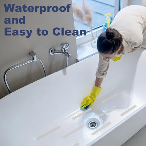 Gecork 28 PCS Bathtub Non Slip Stickers with Strong Adhesive, Invisible Anti Slip Shower Strips with Scraper for Bath Tub, Shower Floor, Stairs