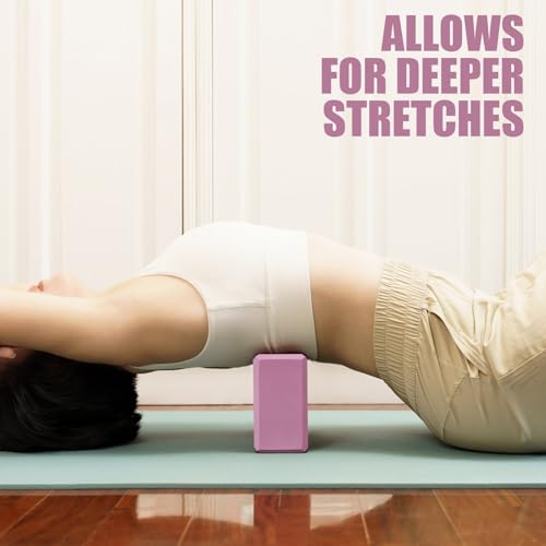 Septo 2 Pcs Yoga Blocks, 9x6x3 Inch Foam Blocks for Pilates | High density EVA foam Yoga Props lightweight non-slip surface for meditation stretching balance training - color: Pink