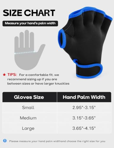 FitsT4 Sports Aqua Gloves Webbed Paddle Swim Gloves Fitness Water Aerobics - color: Black/Blue, size: Small