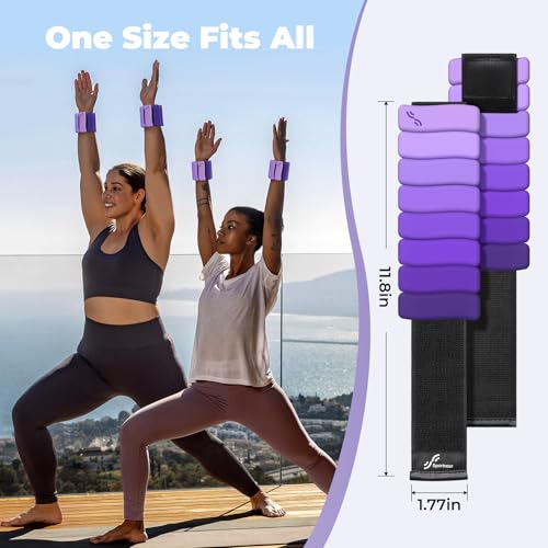 Sportneer Wrist & Ankle Weights for Women & Men Set of 2 (1LB/2LB Each) - Soft Silicone Arm & Leg Weights for Pilates, Yoga, Walking, Barre, Home Workout, Water Aerobics - color: Halo Violet, size: 2 Lb Pair (1 Lb Each)