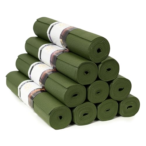 Voyage 5mm Studio Yoga Mats, 10 Pack, 72x24in - color: Olive Green