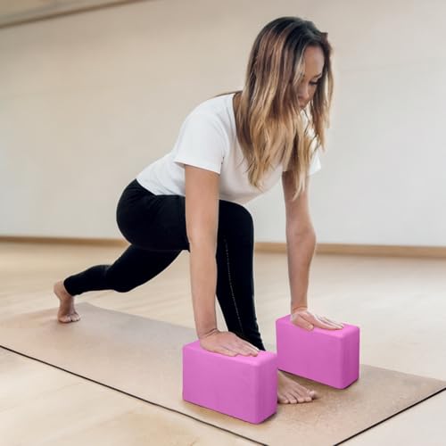 Yoga Blocks 2 Pack, Premium Yoga Brick Foam Blocks to Improve Strength, Flexibility & Balance, Light Weight - Safe and Stable Support for Yoga, Pilates, Meditation & Stretching - color: 2PACK-Magenta