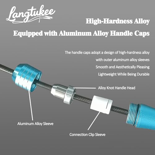 LANGETUKEE Speed Jump Rope - Professional Aluminum Alloy Skipping Rope with 360° Bearings - Adjustable 4mm Steel Cable for Double Unders, Boxing, MMA, HIIT & Cardio Training - Anti-Slip Grip - color: Blue