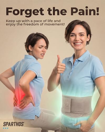 Sparthos Back Brace for Women & Men, Sciatica, Lower Back Pain - Taupe-MD - color: Desert Taupe, size: Medium (Pack of 1)