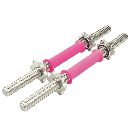 12.6/14.2/15.7inch(30/35/40cm)Pink Threaded Dumbbell Durable Rubber Handles/Adjustable Dumbbell Bar Handles - Fit 1 inch Standard Weight Plate - Weightlifting Accessories - Sold in Pair - size: 32cm/12.6inch