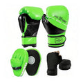 3-in-1 Boxing Gloves and Punching Mitts Set for Kids, Boxing Mitts Focus Pads with Hand Wraps for Kid, Youth Leather Punching Equipment Gloves Set for MMA, Karate, Muay Thai, Taekwondo - color: Green