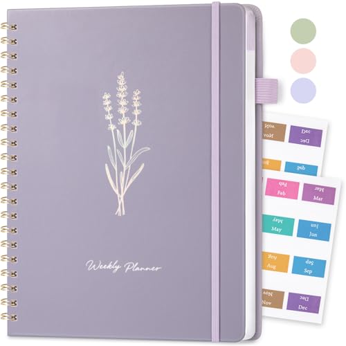 Oucaru Undated Weekly Planner, 8.5"x11", A4 Size To Do List Notebook with Goal & Habit Tracker Organizer, 52 Weekly Planner Notebook with Spiral Binding for Office Home School Supplies - size: A4-Purple, style: Weekly Planner