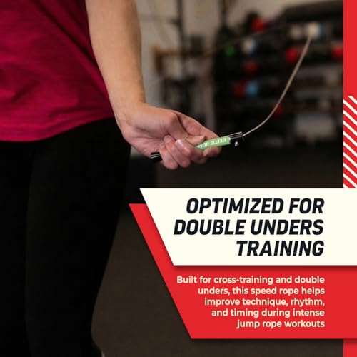 Elite Jumps Surge 3.0 Speed Jump Rope, Double Unders | Patented dual-bearing handle. Kink-resistant cable for premium spin control. Pro speed rope. - color: Neon Green, size: Surge 4.0