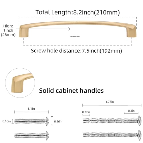 10 Pack 7.5 inch(192mm) Champagne Bronze Kitchen Cabinet Handles Cabinet Pulls Gold Drawer Pulls Kitchen Cabinet Hardware Handles Dresser Handles - color: Champagne Bronze, size: 7-1/2'' Hole Center(192mm)