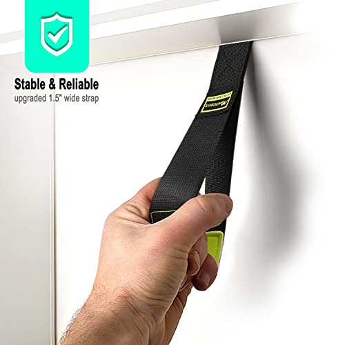 Manificent Door Anchor for Resistance Bands, Heavy Duty Padded Door Anchor System Door Hook, Must-Have Workout Exercise Bands Attachment Compatible for Loop Bands, Resistance Tube - style: Door Anchor Green 1Pack