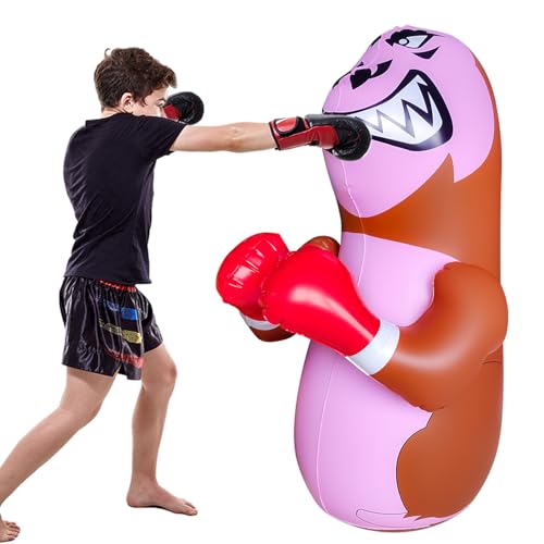 48 in Punching Bag for Kids, Free Standing Inflatable Dummy, Inflatable Punching Bag, De-Stress Boxing Bag for Kid - color: Orangutan-BDW-brown