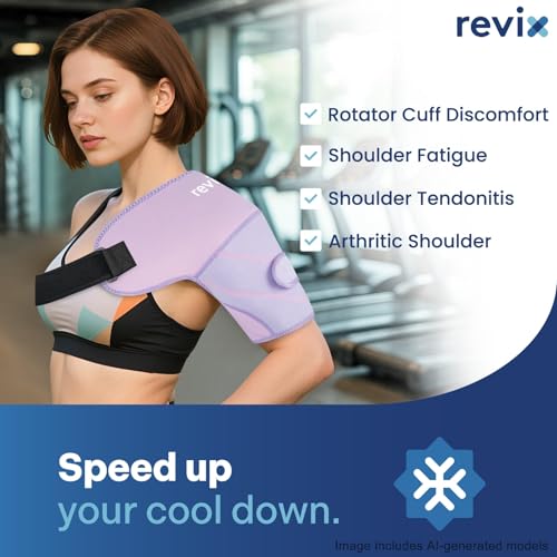 REVIX Shoulder Ice Pack Wrap & Brace for Rotator Cuff & Arm, 2 Gel Packs | Reusable Gel Shoulder Brace for Surgery Recovery, Rotator Cuff & Muscle Relief, for Men & Women, Purple - size: Medium, style: Purple, 2 Gel Packs+1 Shoulder Brace