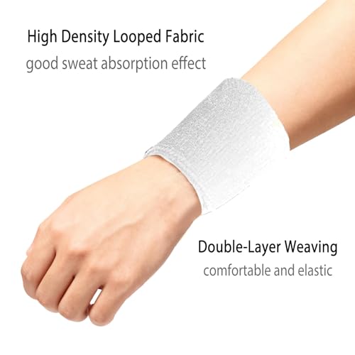 12 PCS Sweatbands Sports Wristband, Sweat Absorbent, for Basketball, Tennis, Football, Running - color: white