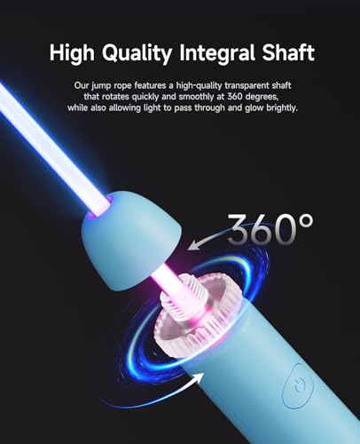 LED Jump Rope for Kids, Glow in The Dark Fun Fitness Gift | Rechargeable, 180-day battery, 9.2ft for ages 6+, colorful LED modes, birthday gift, outdoor fun - color: Blue