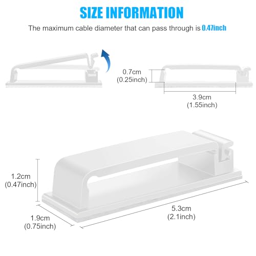 XHF 50 PCS Self Adhesive Cable Clips(L) White,Wire Clips Cable Management Wire Organizer Cord Holder for Under Desk, Car, Wall, TV PC Ethernet Cable - color: White, size: L-50 PCS