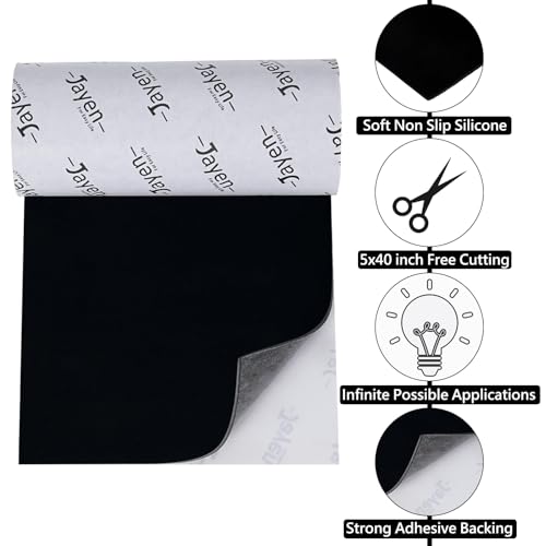 Non Slip Self Adhesive Silicone Cuttable Furniture Pads - 5x40 inch | widely used, functionality, easy to use - color: 5x40 Black