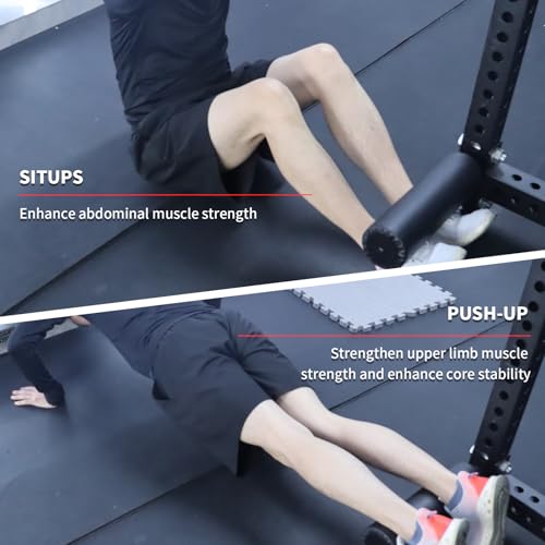 Single Leg Squat Roller/Nordic Hamstring Curl for Squat Rack Power Rack Attachments, Bulgarian Split Squat for Workout Esquipment Home Gym Accessories - size: Foam diameter 3" / 75mm ，1" / 26mm aperture