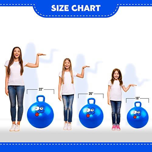 Hopper Ball, Bouncing Ball with Handle, 18 Inches Jumping Hoppity Hop Toys, Sit and Bounce on Toys for Boys and Girls Gifts - color: Blue Smile, size: Age:4-8(18''/45cm)