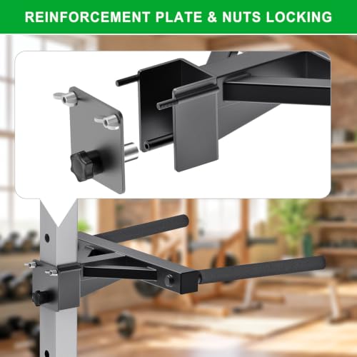 Dip Attachment for Power Cage with 5/8" or 1" Hole, Y-Shaped Dip Bar | Squat Rack Accessories with Non-Slip Foam Grips, Full Welded Steel, Power Rack Attachment for Home Gym Strength Training - color: E: Dip Bar Attachment(3x3 Rack, 5/8 & 1" hole)