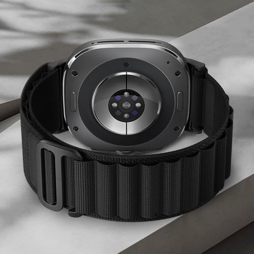 Trail Band for Samsung Galaxy Watch Ultra Bands 47mm Men/Women,Rugged Fabric Nylon Alpine Sport Loop Strap for Samsung Galaxy Watch 7 Ultra Band 47 mm 2024 Breathable Replacement Wristband - color: 01-Black