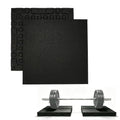 1.37'' Thick EPDM Exercise Equipment Mat Shock Absorbing Mats | 2 PCS 20'' X 20'' Heavy Duty Rubber Silencer Drop Pads Noise Reducing Weightlifting Crash Floor Mats for Home Gym, Black
