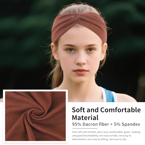 12 Pcs Stretchy Headbands for Women, Absorbed Sport Headband Soft Twist Knotted Hairbands for Daily Life Yoga Workout (Neutral Color 2) - color: Neutral color 2