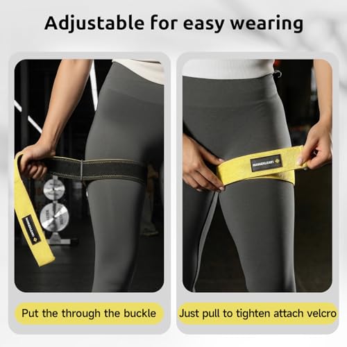 MANUEKLEAR Non-Slip Blood Flow Restriction Bands for Thighs, BFR Booty Bands for Women Glutes Leg, Adjustable Occlusion Thigh Bands for Workout Leg & Hip - color: Yellow